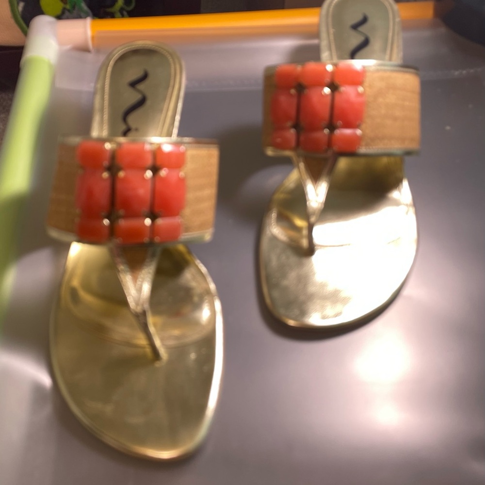 Nina sandals jewel and gold tones size 10